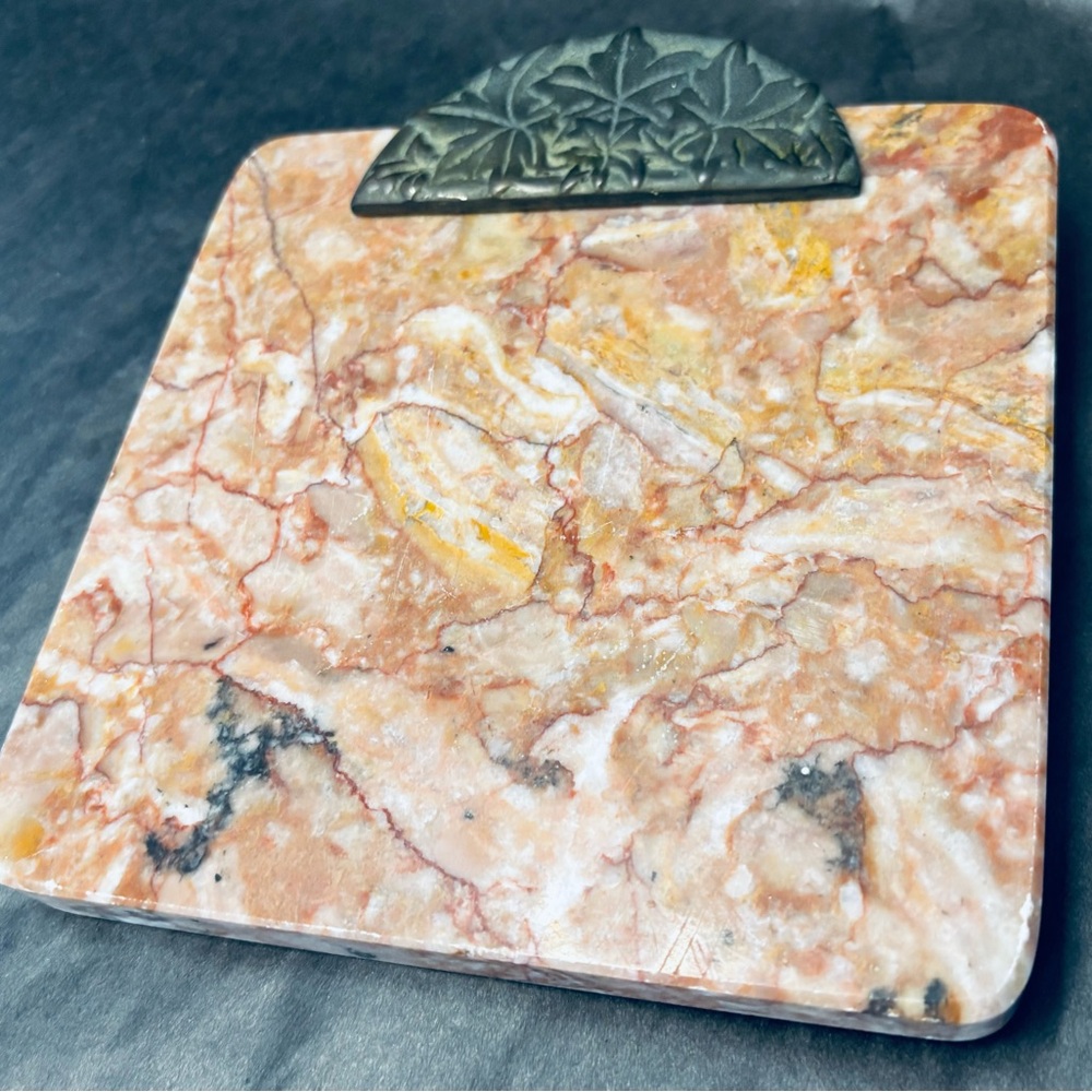 Centrum Pink Marble Brass Cutting Board Charcuterie 7" Square Footed